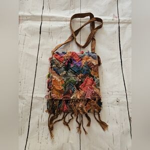 Texture Material Multicolored Medium Sized Over The Shoulder Bag